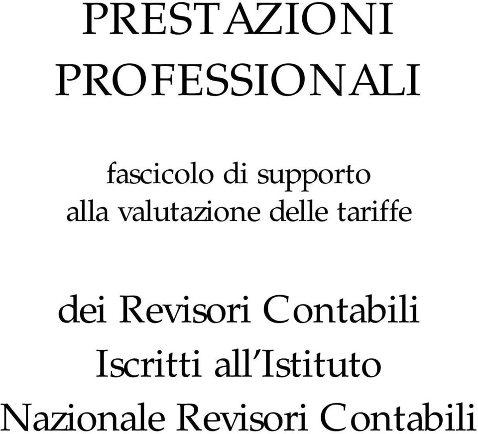 tariffe dei Revisori Contabili