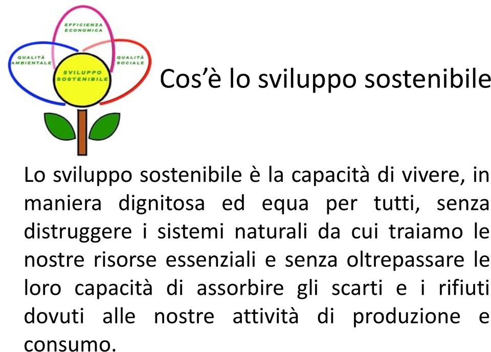 traiamo le nostre risorse essenziali e senza oltrepassare le loro capacità di