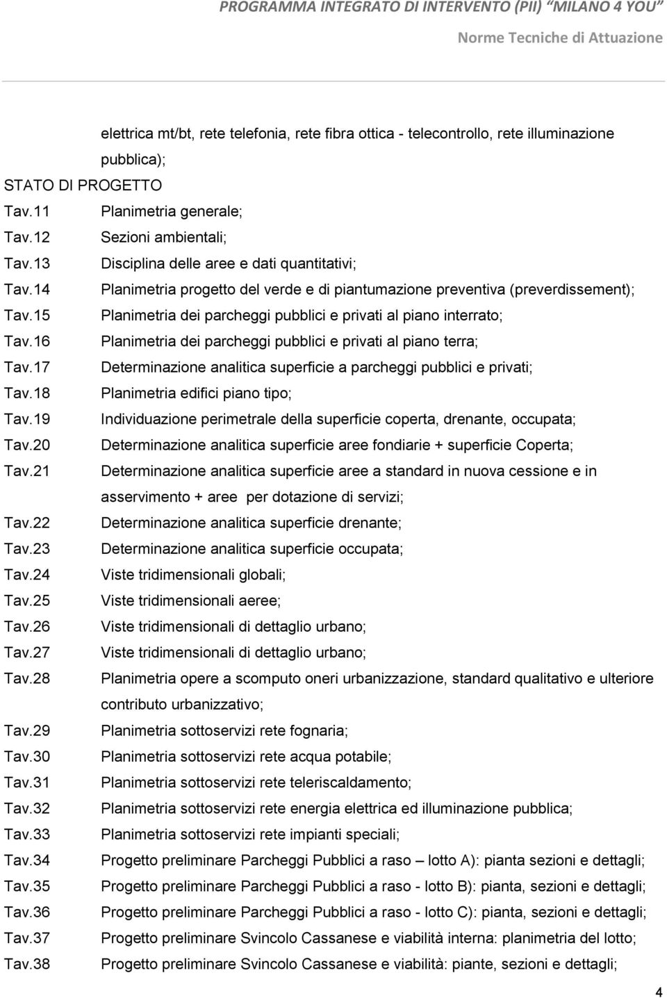 15 Planimetria dei parcheggi pubblici e privati al piano interrato; Tav.16 Planimetria dei parcheggi pubblici e privati al piano terra; Tav.