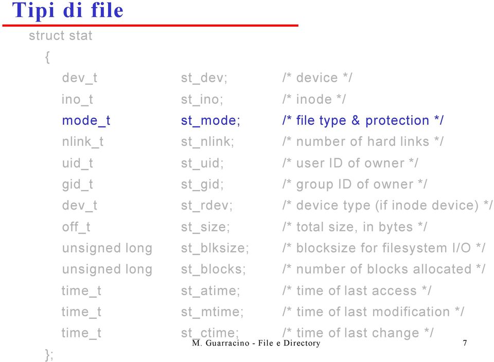 total size, in bytes */ unsigned long st_blksize; /* blocksize for filesystem I/O */ unsigned long st_blocks; /* number of blocks allocated */ time_t