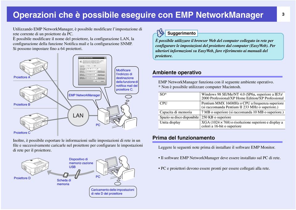 È possibile utilizzare il browser Web del computer collegato in rete per configurare le impostazioni del proiettore dal computer (EasyWeb).