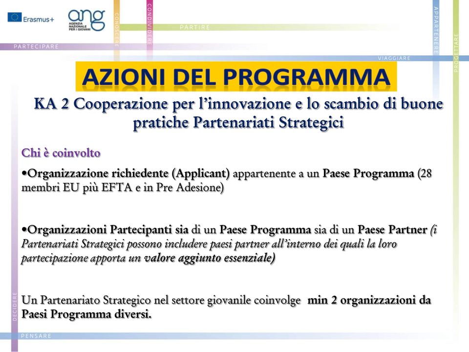 Programma sia di un Paese Partner (i Partenariati Strategici possono includere paesi partner all interno dei quali la loro partecipazione