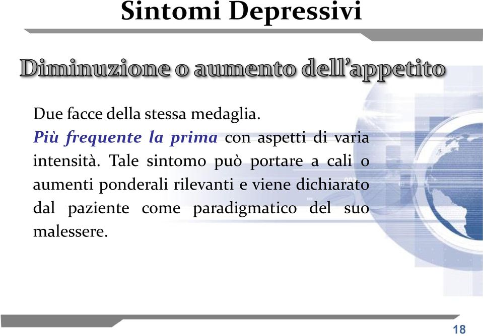 Tale sintomo può portare a cali o aumenti ponderali