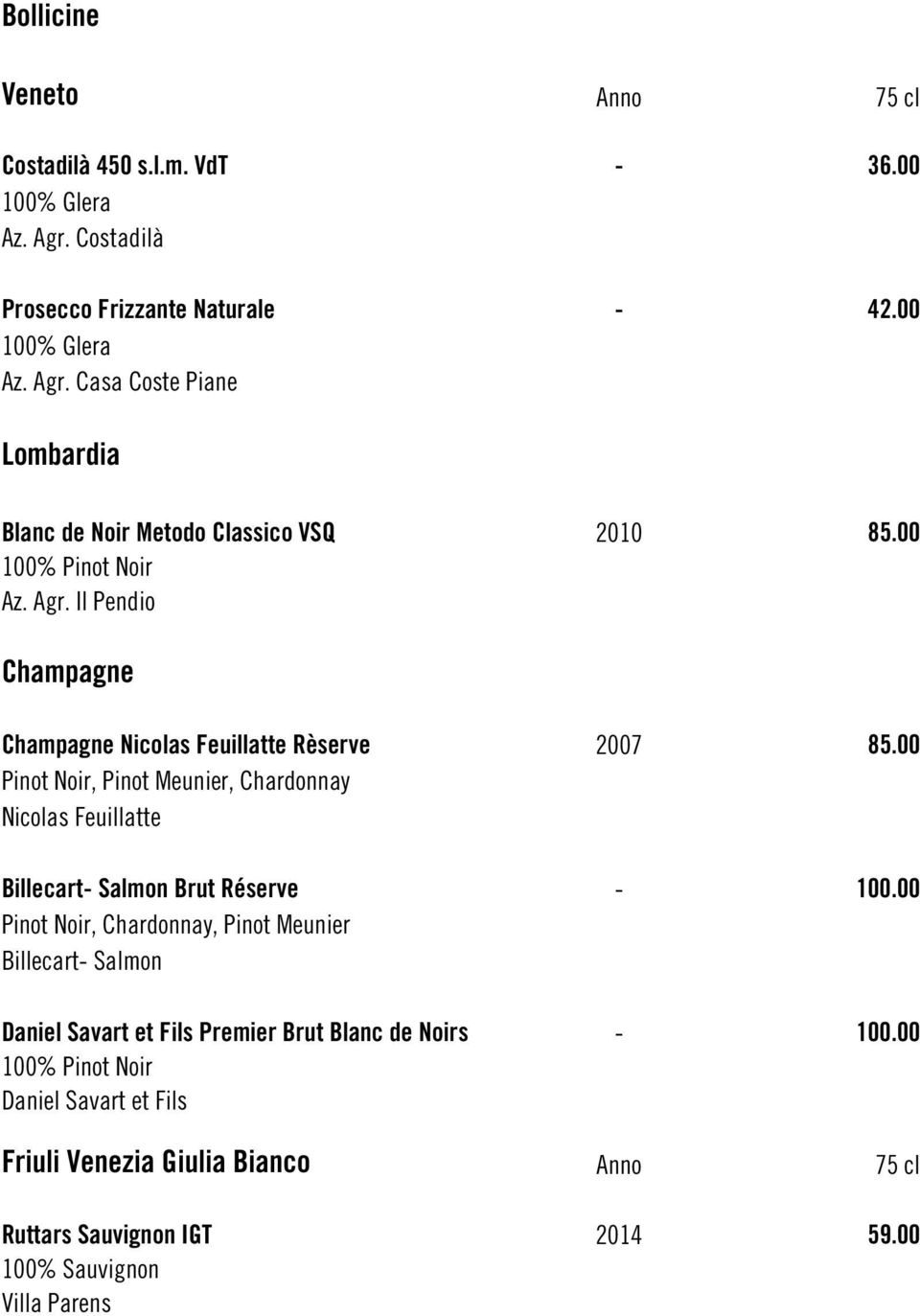 00 Pinot Noir, Pinot Meunier, Chardonnay Nicolas Feuillatte Billecart- Salmon Brut Réserve - 100.