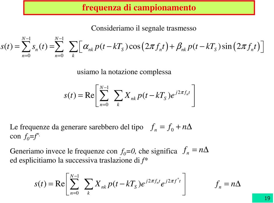 Le frequenze da generare sarebbero del tipo con f 0 =f *.