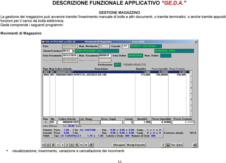 funzioni per il carico da bolla elettronica.