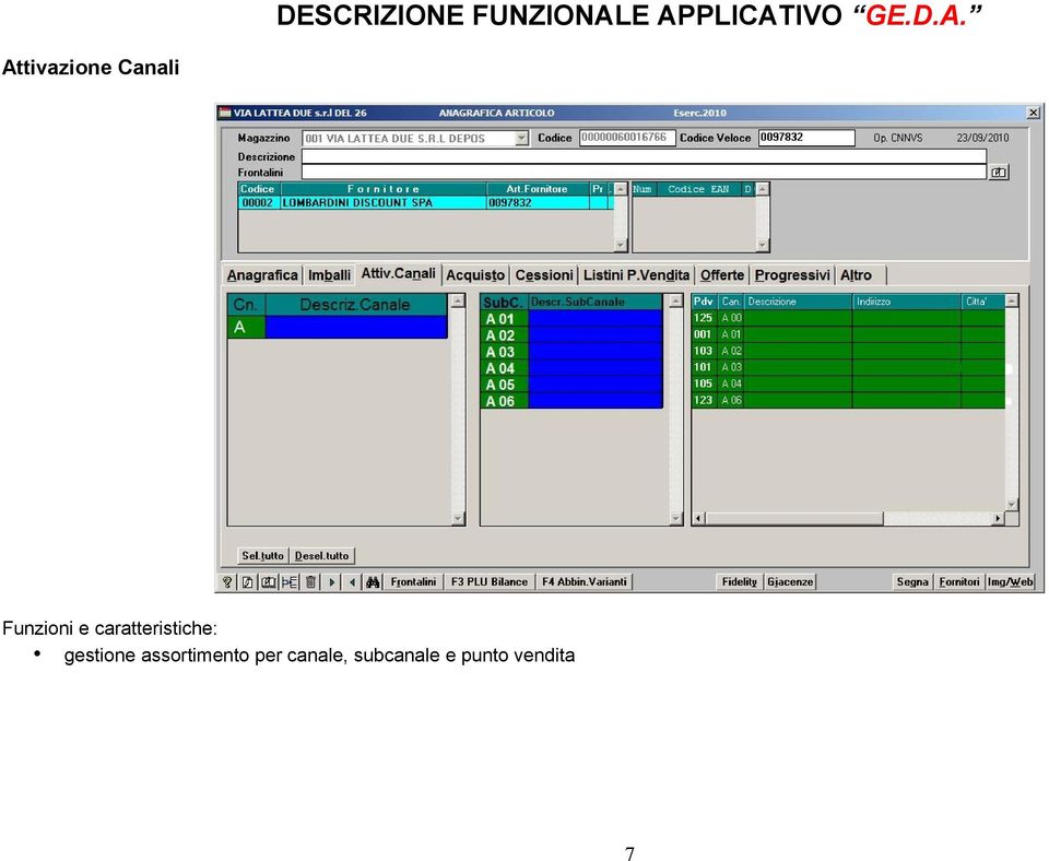 caratteristiche: gestione