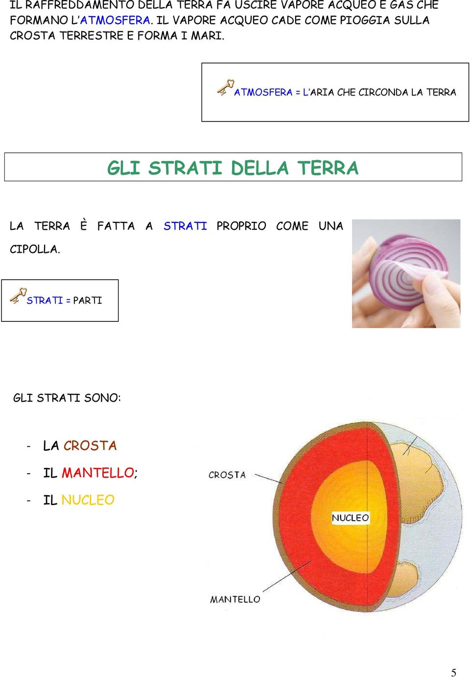 ATMOSFERA = L ARIA CHE CIRCONDA LA TERRA GLI STRATI DELLA TERRA LA TERRA È FATTA A