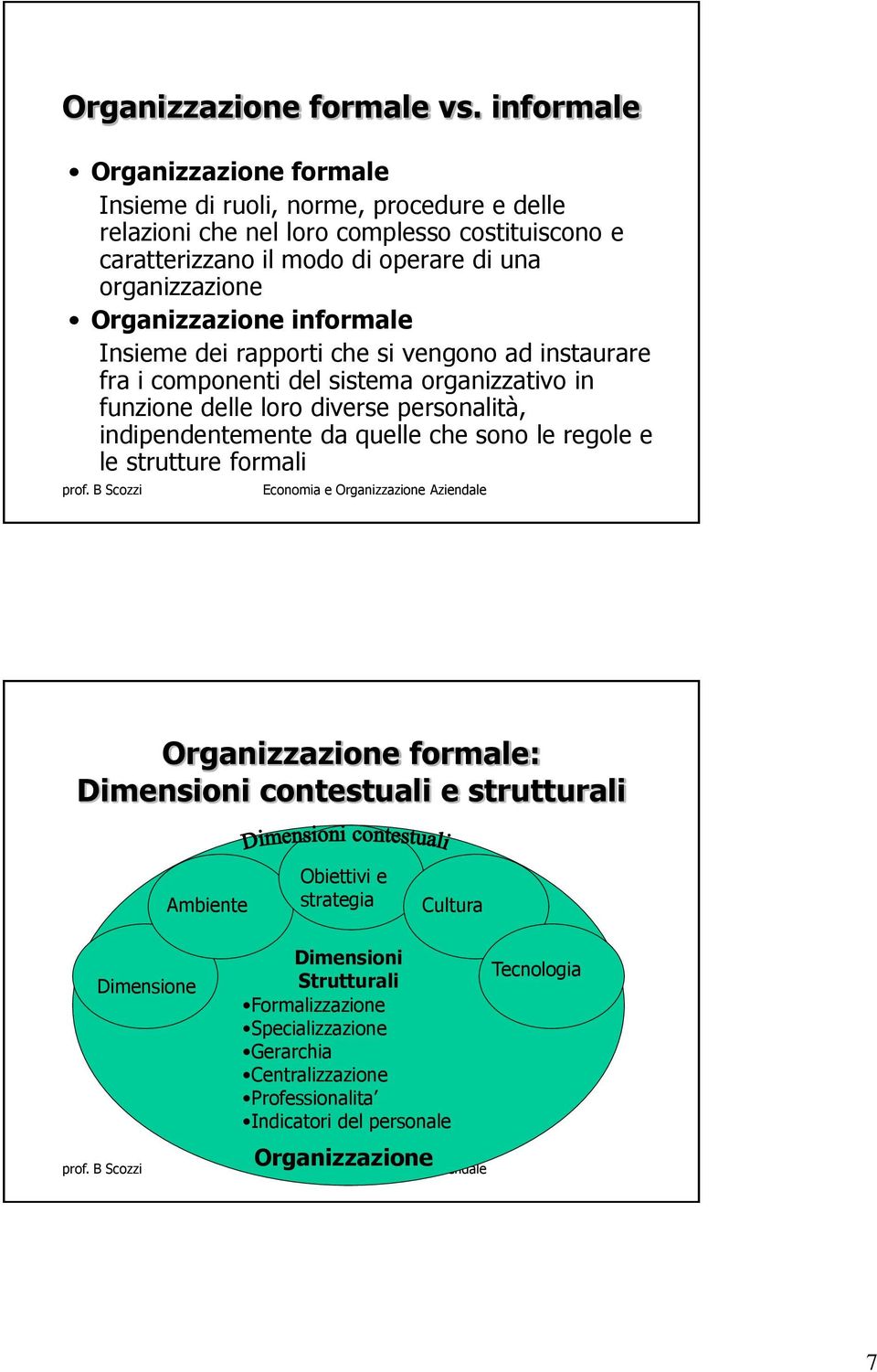 organizzazione Organizzazione informale Insieme dei rapporti che si vengono ad instaurare fra i componenti del sistema organizzativo in funzione delle loro diverse