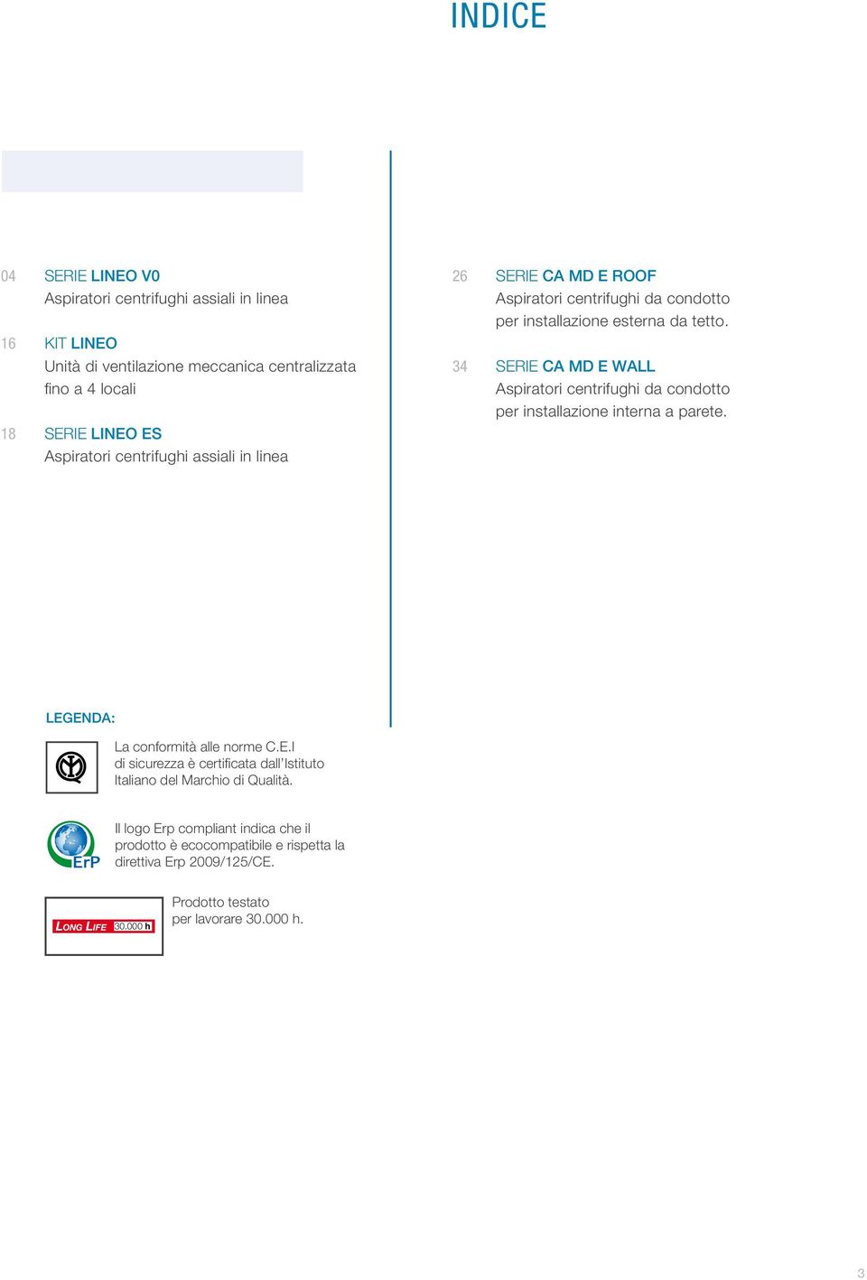 34 SERIE A MD E WALL Aspiratori centrifughi da condotto per installazione interna a parete. LEGENDA: La conformità alle norme.e.i di sicurezza è certificata dall Istituto Italiano del Marchio di Qualità.