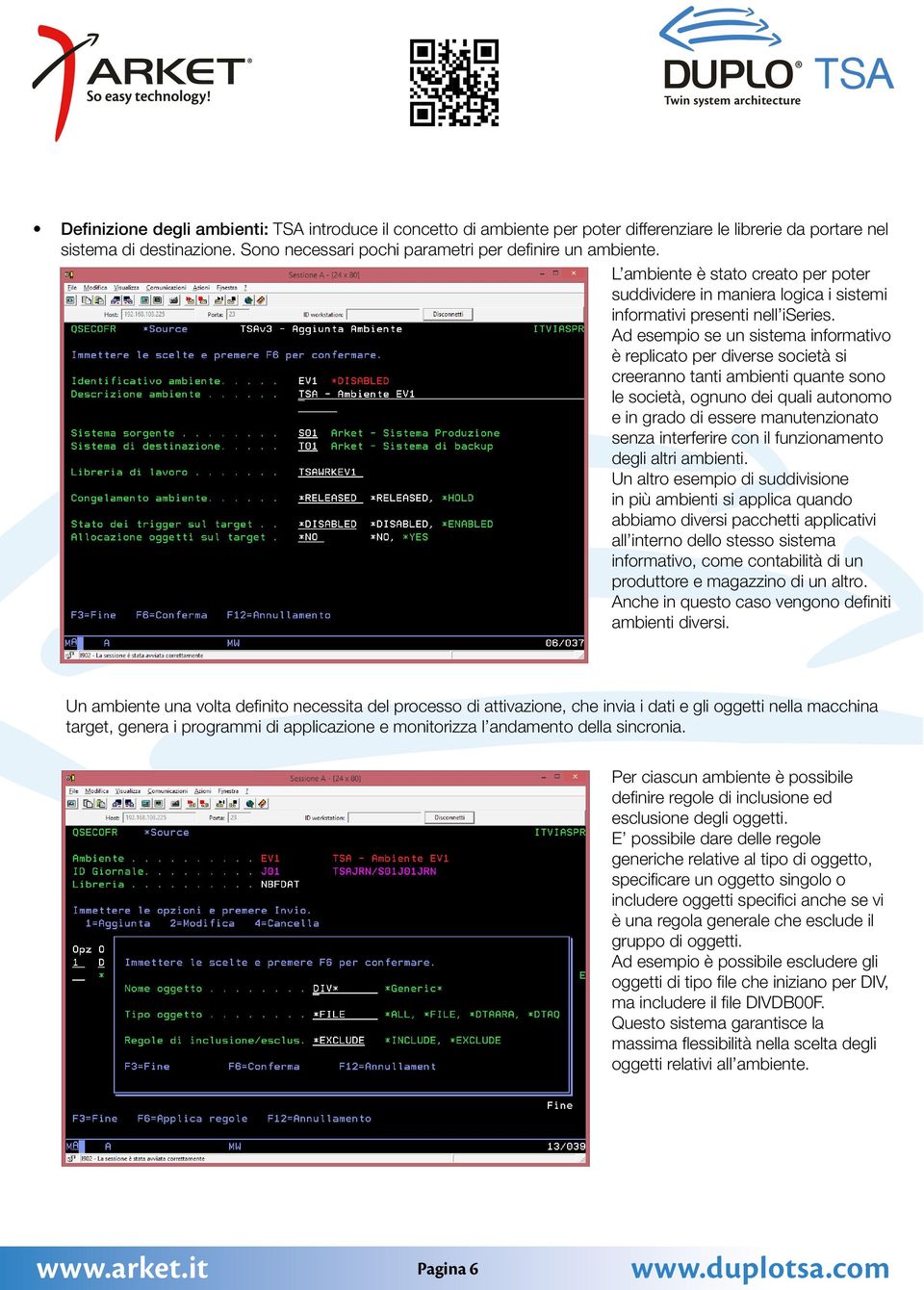 Ad esempio se un sistema informativo è replicato per diverse società si creeranno tanti ambienti quante sono le società, ognuno dei quali autonomo e in grado di essere manutenzionato senza