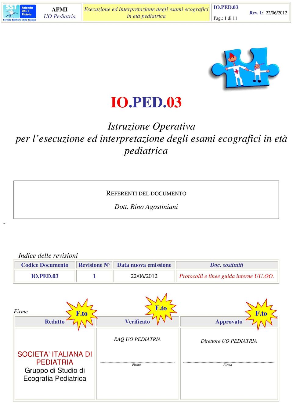 Rino Agostiniani - Indice delle revisioni Codice Documento Revisione N Data nuova emissione Doc.