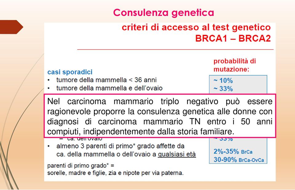 genetica alle donne con diagnosi di carcinoma mammario TN