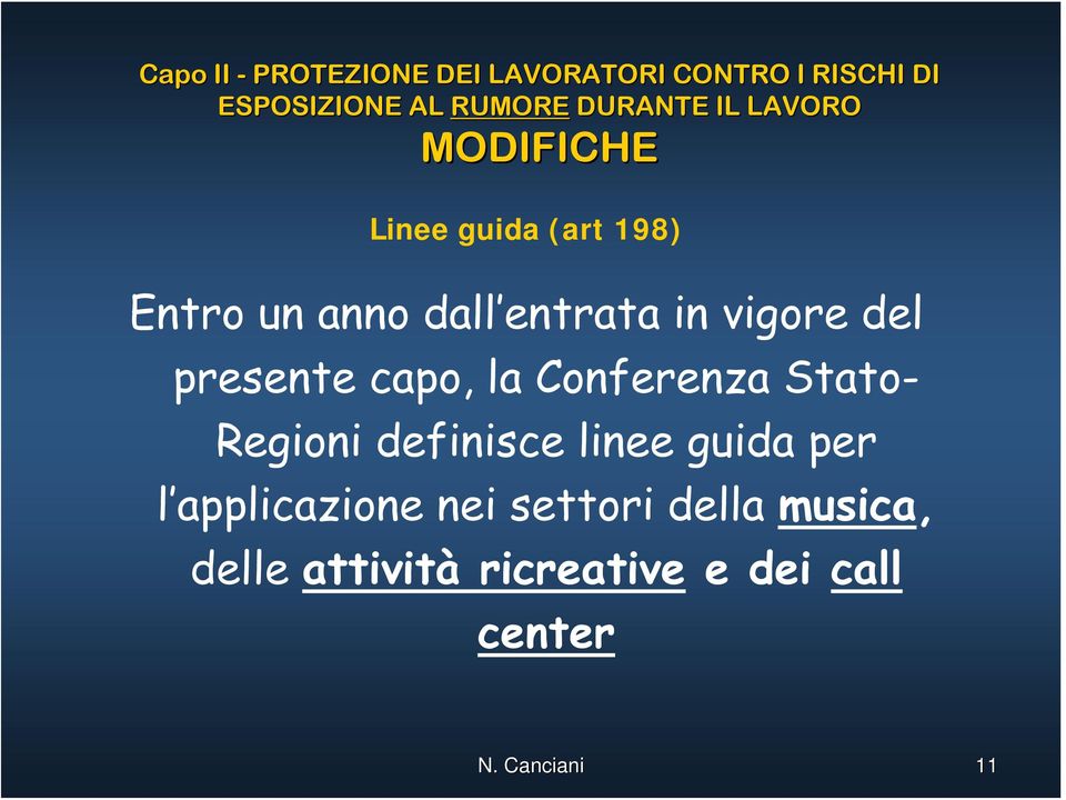 presente capo, la Conferenza Stato- Regioni definisce linee guida per l applicazione