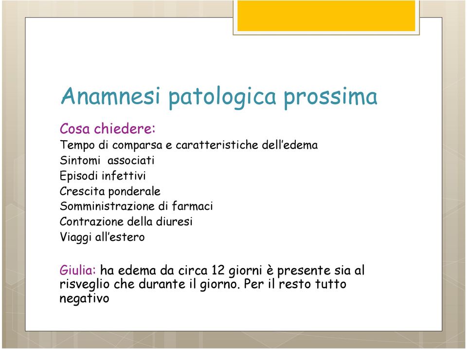 di farmaci Contrazione della diuresi Viaggi all estero Giulia: ha edema da circa