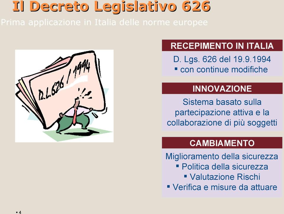 9.1994 con continue modifiche INNOVAZIONE Sistema basato sulla partecipazione attiva e