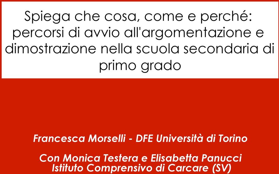 primo grado Francesca Morselli - DFE Università di Torino Con