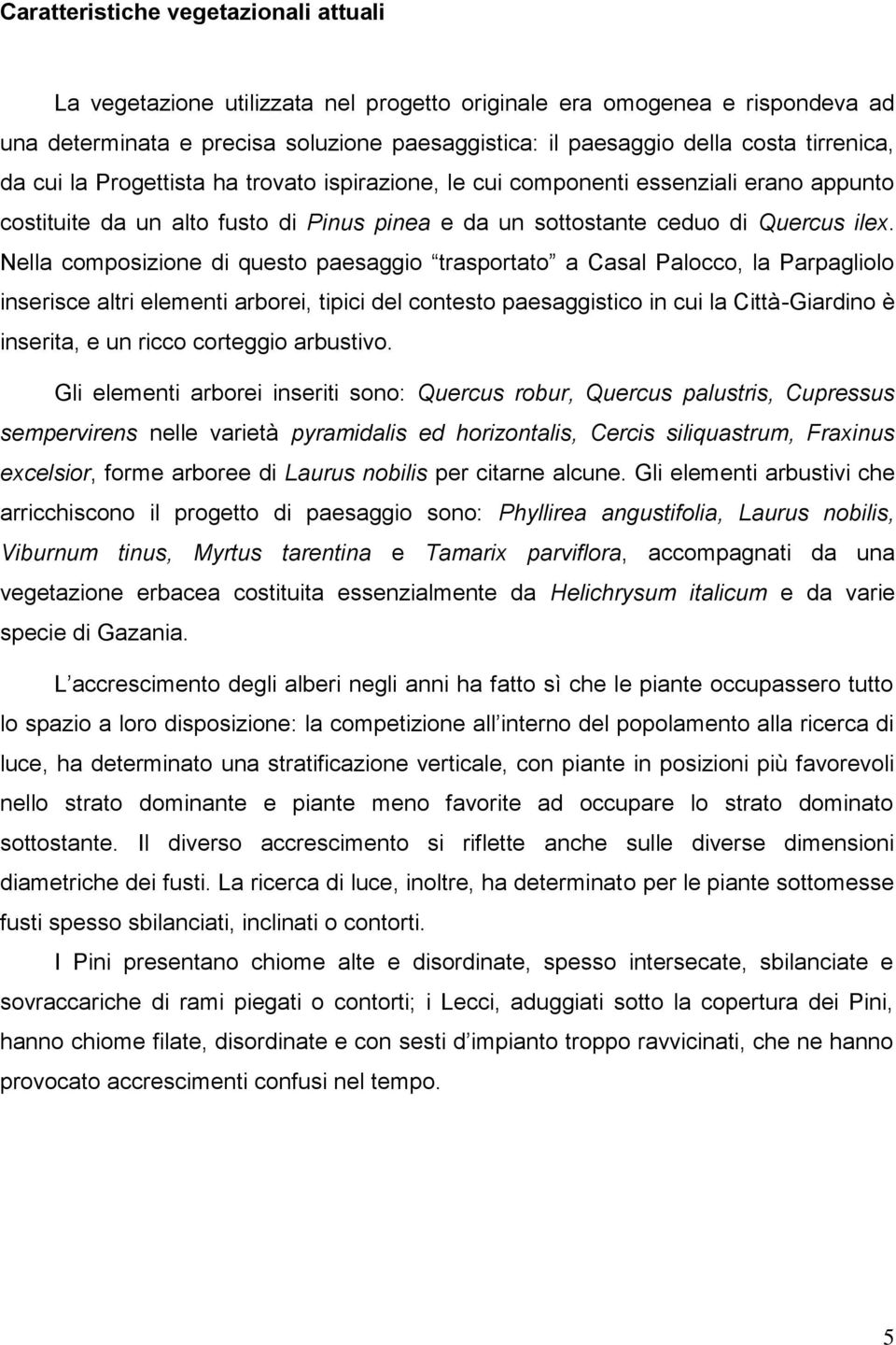 Nella composizione di questo paesaggio trasportato a Casal Palocco, la Parpagliolo inserisce altri elementi arborei, tipici del contesto paesaggistico in cui la Città-Giardino è inserita, e un ricco