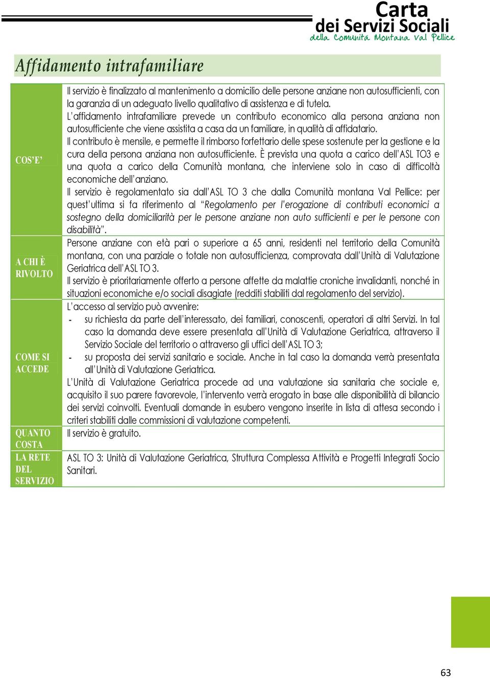 L affidamento intrafamiliare prevede un contributo economico alla persona anziana non autosufficiente che viene assistita a casa da un familiare, in qualità di affidatario.