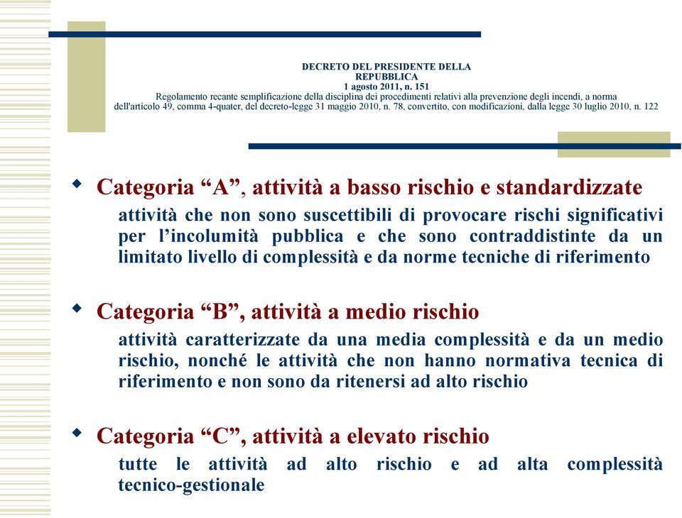 rischio attività caratterizzate da una media complessità e da un medio rischio, nonché le attività che non hanno normativa tecnica di