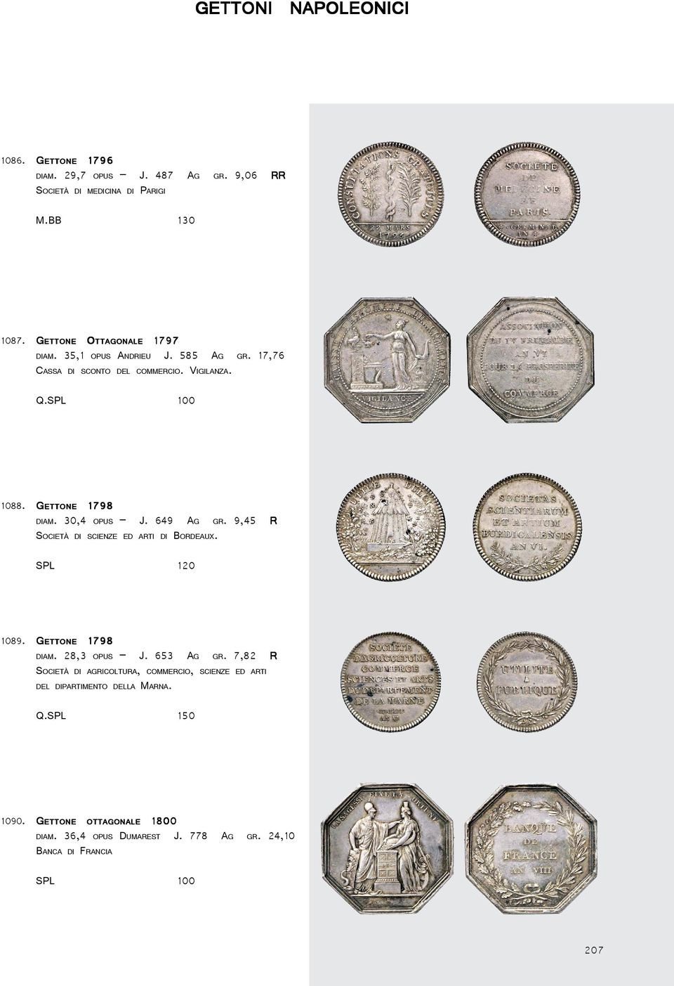 9,45 R SOCIETÀ DI SCIENZE ED ARTI DI BORDEAUX. 1088. GETTONE 1798 1798 DIAM. 28,3 OPUS J. 653 AG GR.