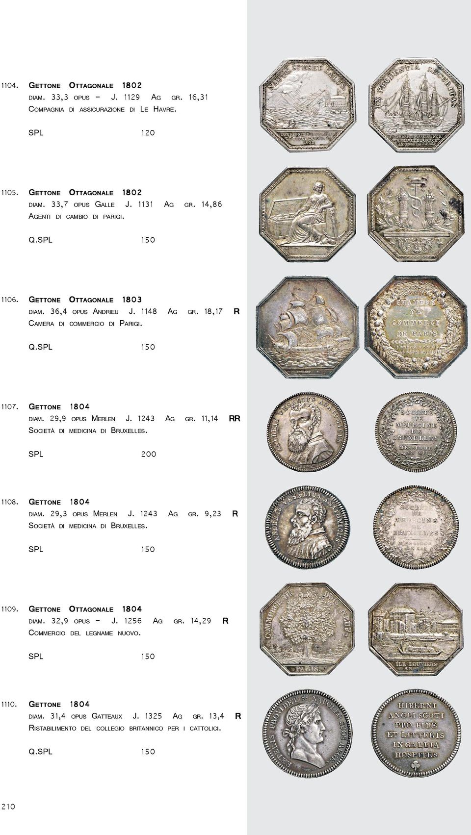 GETTONE SOCIETÀ DI MEDICINA DI BRUXELLES. SPL 200 DIAM. 29,3 OPUS MERLEN J. 1243 AG GR. 9,23 R SOCIETÀ DI MEDICINA DI BRUXELLES. 1108. GETTONE DIAM. 32,9 OPUS - J.