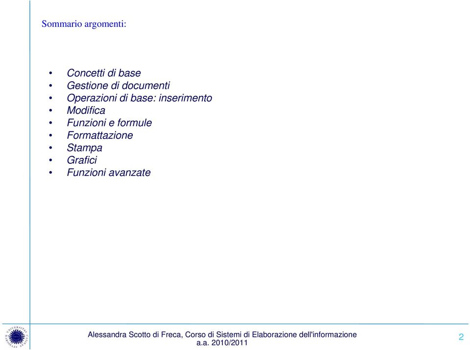 inserimento Modifica Funzioni e formule