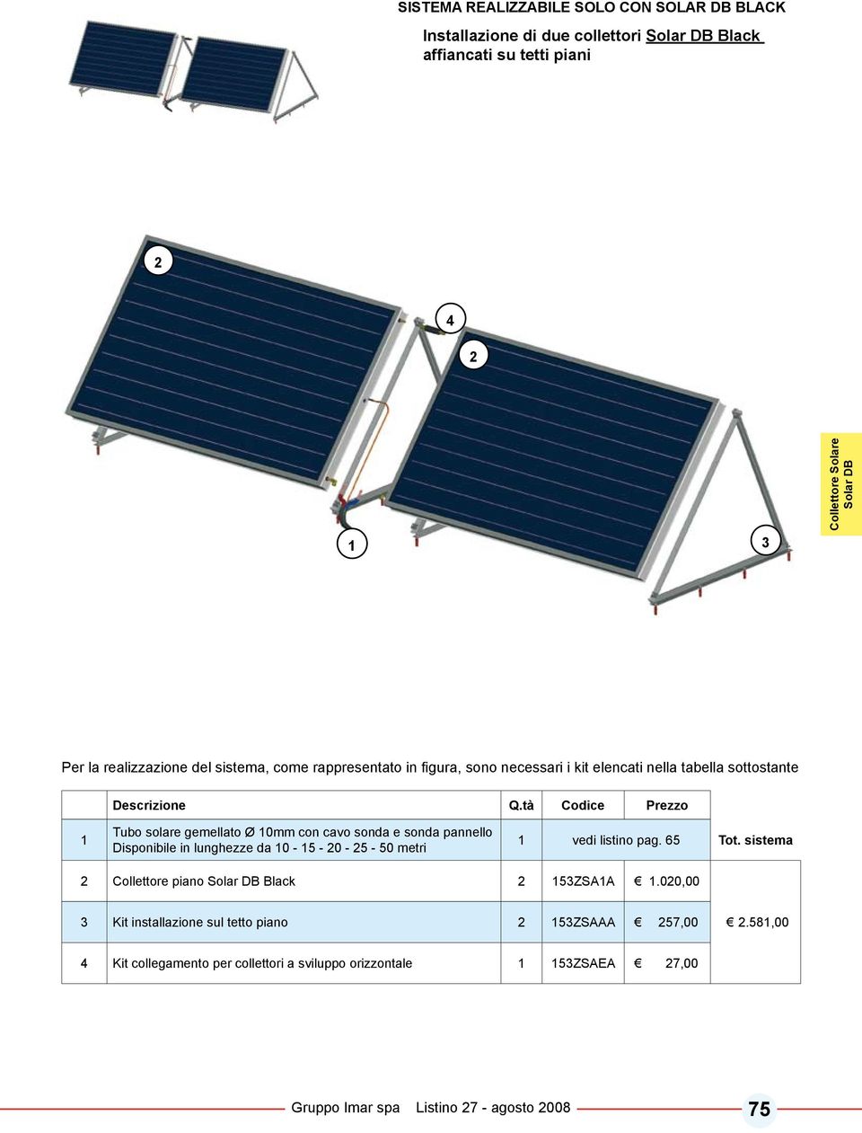 listino pag. 6 Tot. sistema Collettore piano Solar DB Black ZSAA.