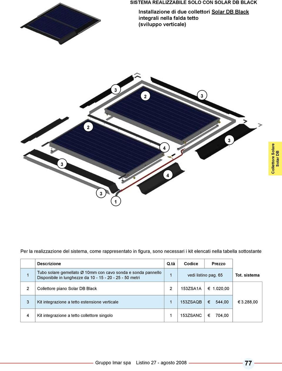 vedi listino pag. 6 Tot. sistema Collettore piano Solar DB Black ZSAA.