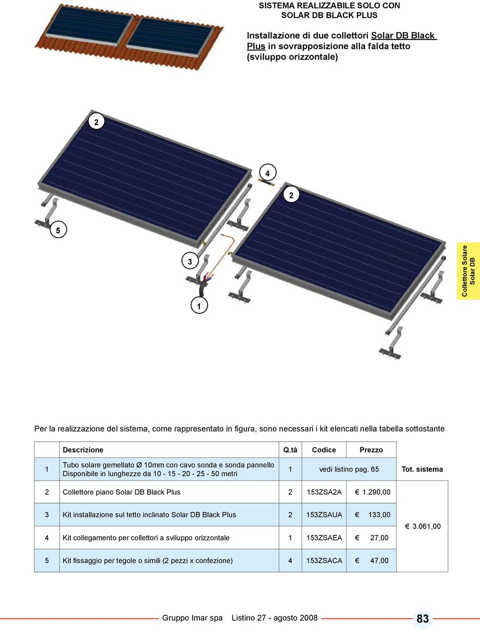 listino pag. 6 Tot. sistema Collettore piano Solar DB Black Plus ZSAA.