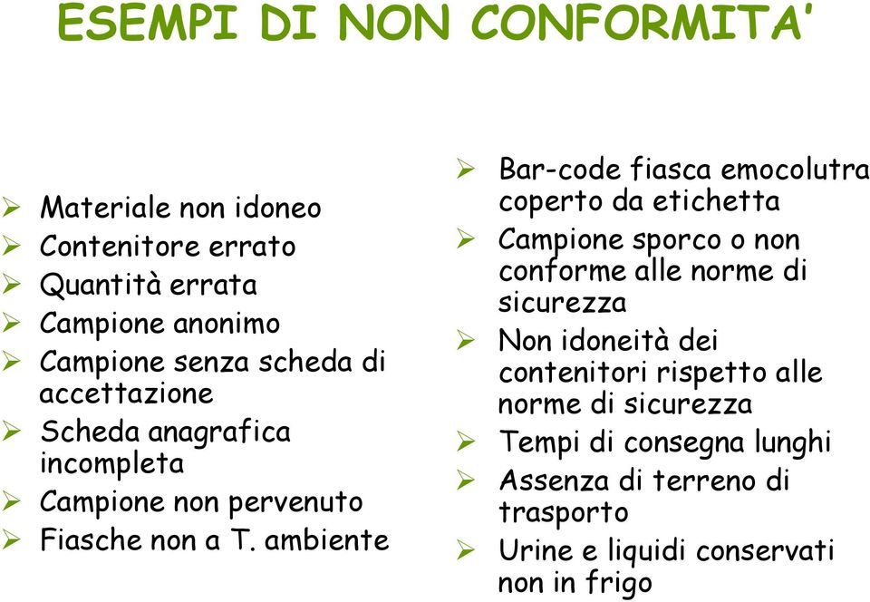 ambiente Bar-code fiasca emocolutra coperto da etichetta Campione sporco o non conforme alle norme di sicurezza Non