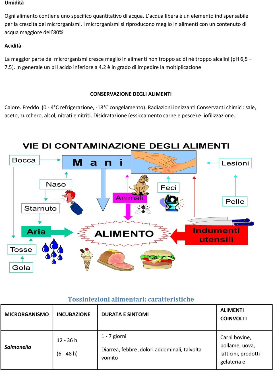 (ph 6,5 7,5). In generale un ph acido inferiore a 4,2 è in grado di impedire la moltiplicazione CONSERVAZIONE DEGLI ALIMENTI Calore. Freddo (0-4 C refrigerazione, -18 C congelamento).