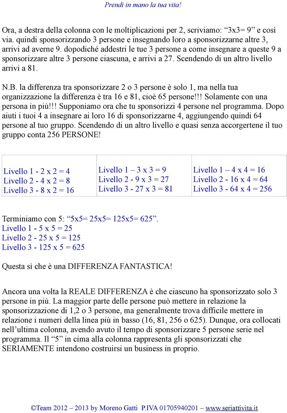 la differenza tra sponsorizzare 2 o 3 persone è solo 1, ma nella tua organizzazione la differenza è tra 16 e 81, cioè 65 persone!!! Solamente con una persona in più!