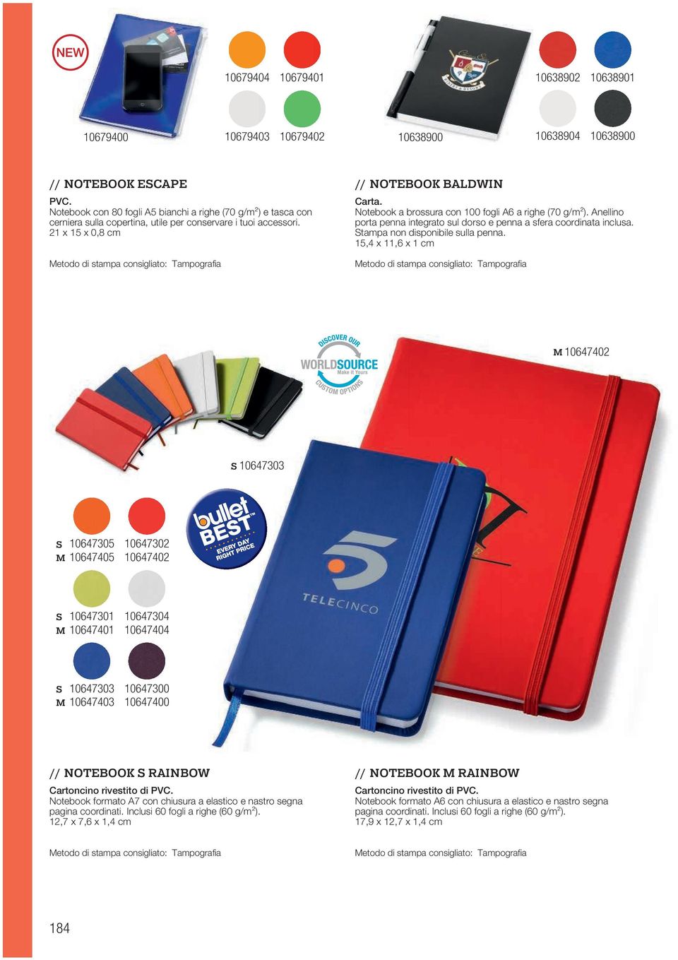 Notebook a brossura con 100 fogli A6 a righe (70 g/m²). Anellino porta penna integrato sul dorso e penna a sfera coordinata inclusa. Stampa non disponibile sulla penna.