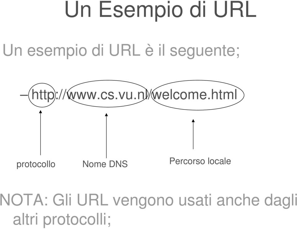 html protocollo Nome DNS Percorso locale