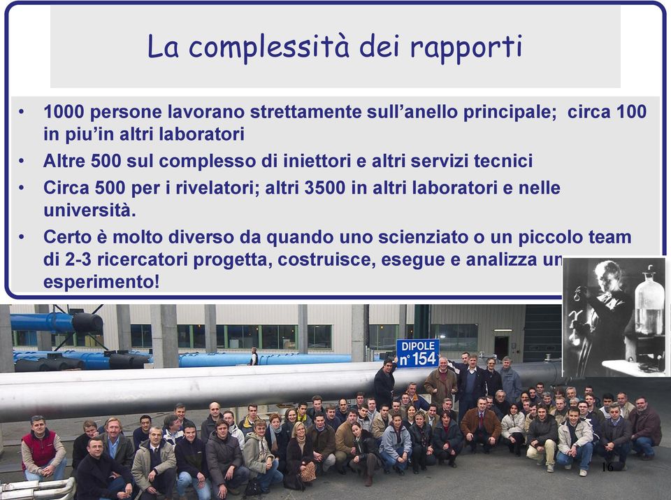 rivelatori; altri 3500 in altri laboratori e nelle università.