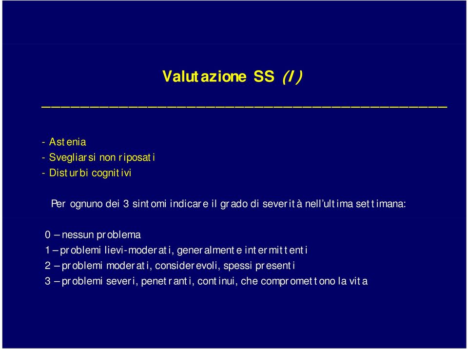 1 problemi lievi-moderati, generalmente intermittenti 2 problemi moderati,