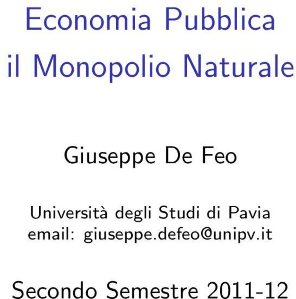 degli Studi di Pavia email:
