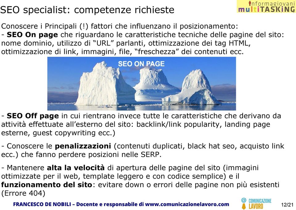 ottimizzazione di link, immagini, file, freschezza dei contenuti ecc.