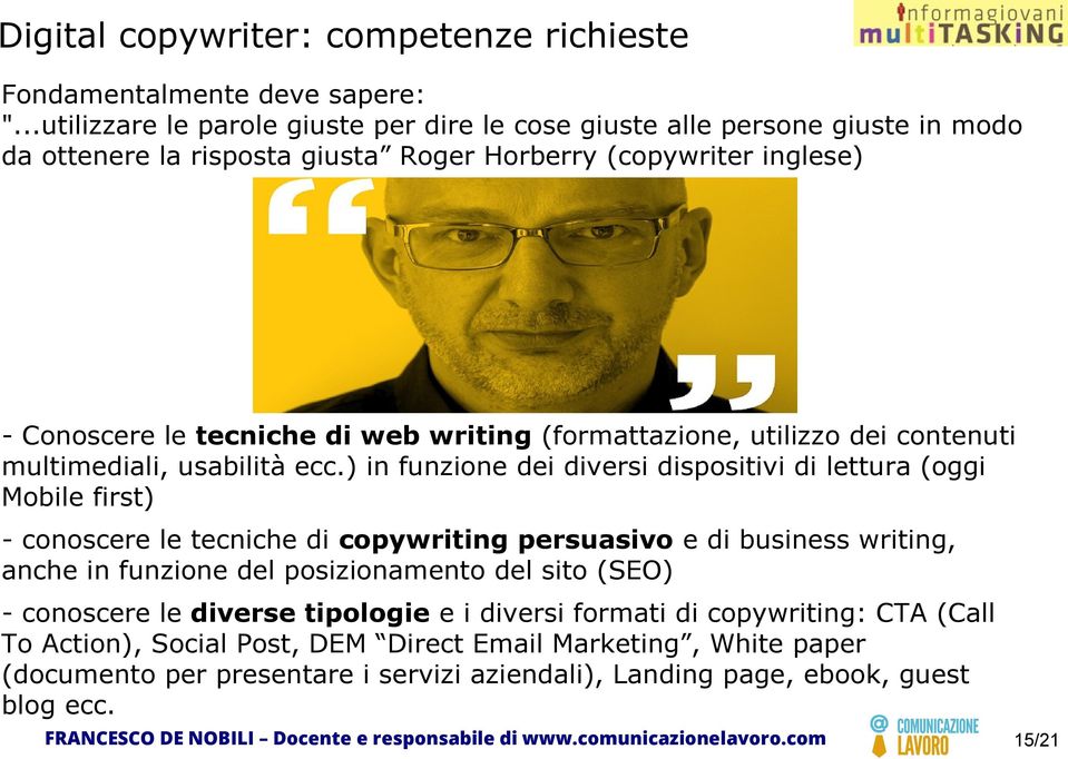 (formattazione, utilizzo dei contenuti multimediali, usabilità ecc.