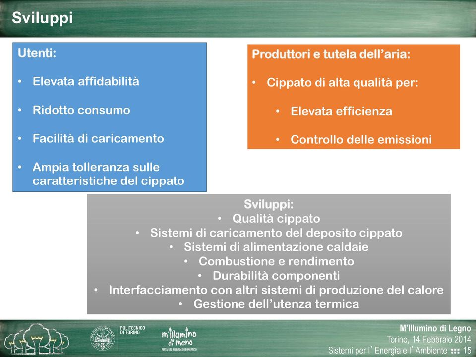 cippato Sistemi di caricamento del deposito cippato Sistemi di alimentazione caldaie Combustione e rendimento Durabilità