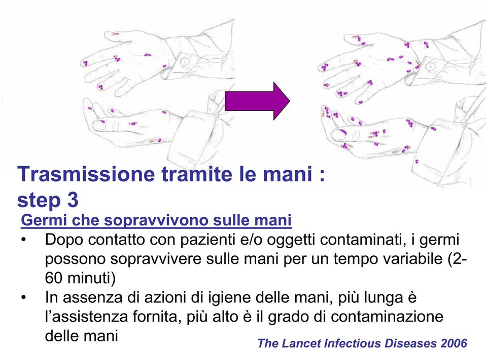 variabile (2-60 minuti) In assenza di azioni di igiene delle mani, più lunga è l