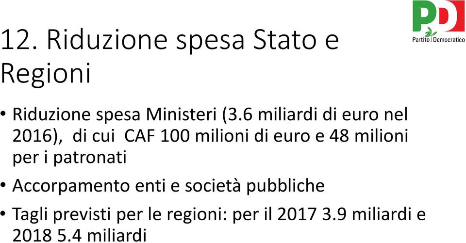 milioni per i patronati Accorpamento enti e società pubbliche