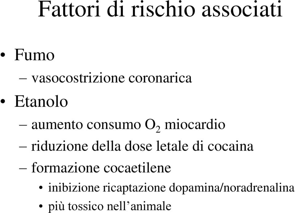 riduzione della dose letale di cocaina formazione