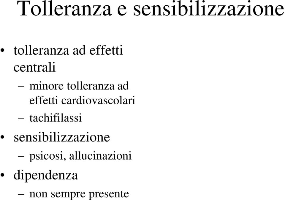 cardiovascolari tachifilassi sensibilizzazione