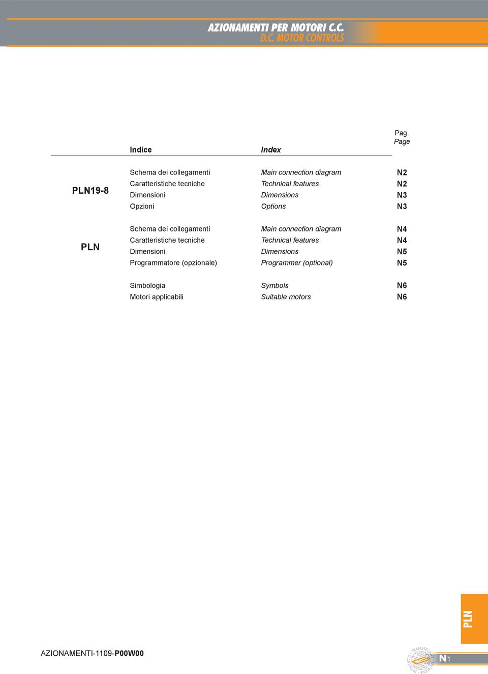 Dimensioni Dimensions N3 Opzioni Options N3 Schema dei collegamenti Main connection diagram N4 Caratteristiche