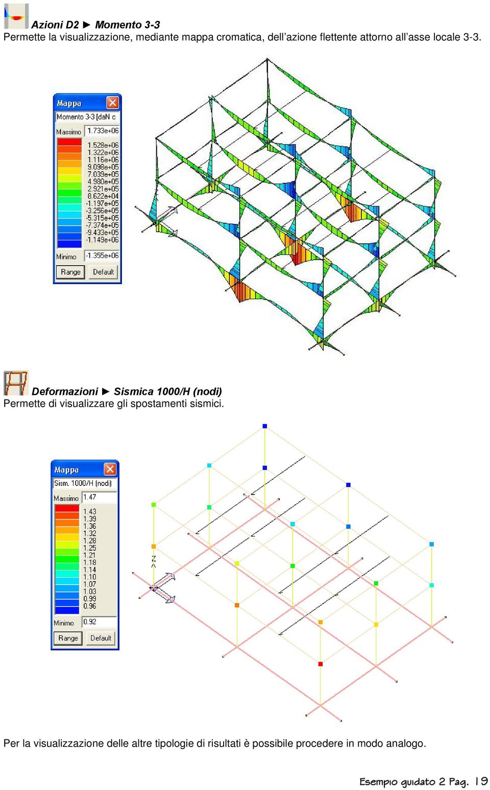 Deformazioni Sismica 1000/H (nodi) Permette di visualizzare gli spostamenti sismici.