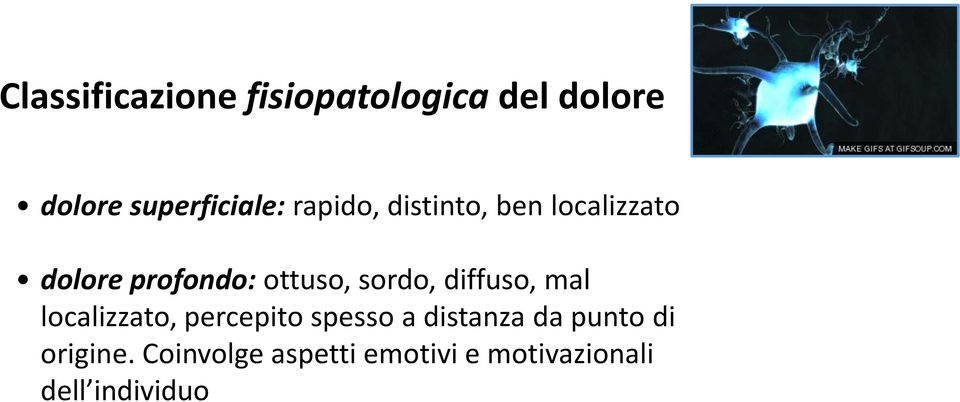 diffuso, mal localizzato, percepito spesso a distanza da punto di