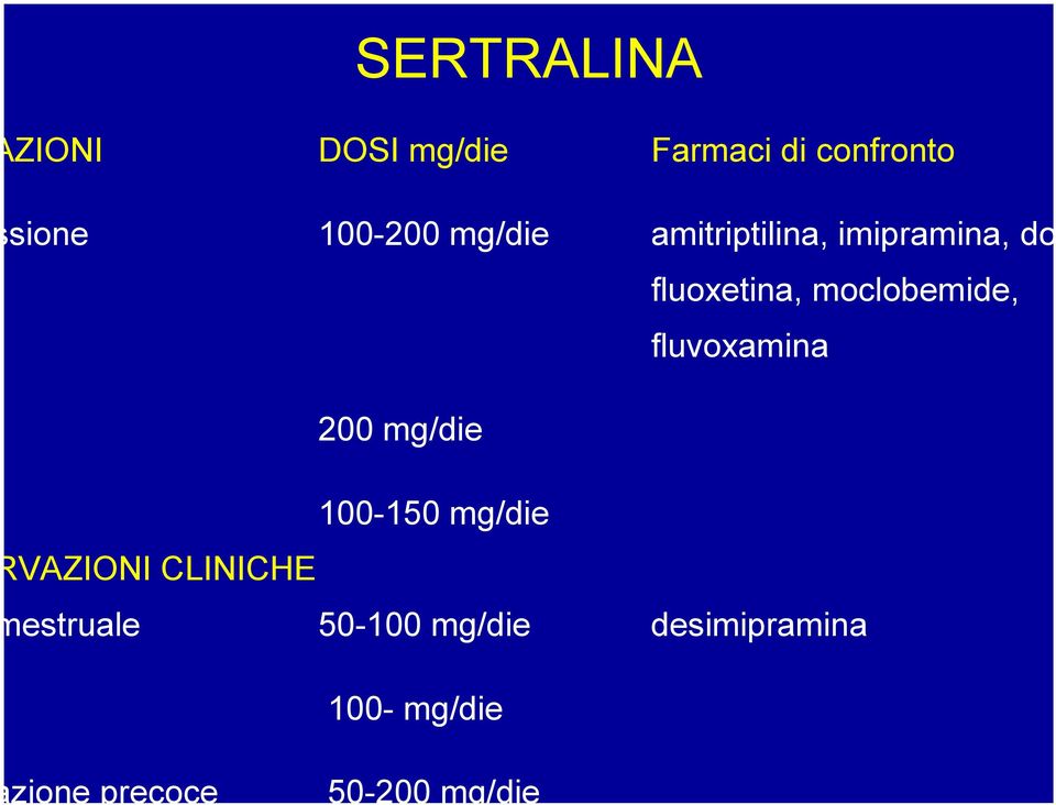 fluvoxamina 200 mg/die 100-150 mg/die RVAZIONI CLINICHE mestruale