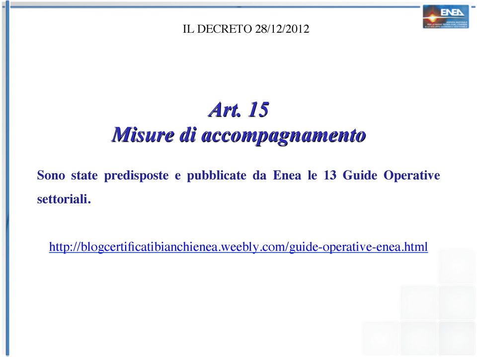 predisposte e pubblicate da Enea le 13 Guide